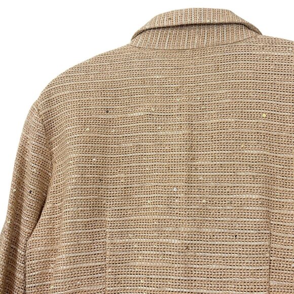 Caryna Nina Haute Couture Sequined Knit Buttoned Lightweight Jacket Tan Size S - Picture 6 of 11